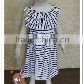 Popular girls simple style evening dress three layers ruffle sleeveless evening party dress