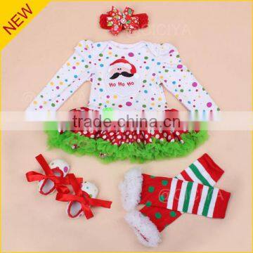 Christmas outfits Custom wholesale cute baby girls package hip romper dress up boutique female baby pajamas set