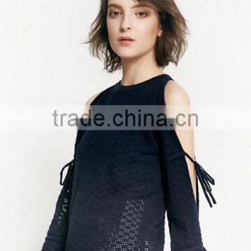 Woman New Stylish Long Hollow Out Sleeve Design High Quality Custom Sweaters for Autumn photo-3