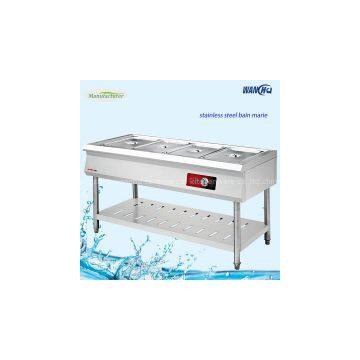 4 Pan Commercial Stainless Steel Bain Marie Food Wrmer With Under Shelf