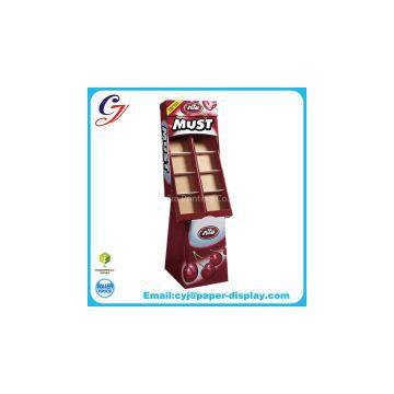 Chocolate sale flooring cardboard display stand for promotional sale in supermaket