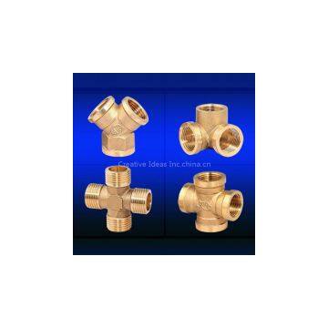 Brass cross fittings for plumb pipes