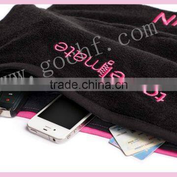 100% cotton zipper pocket gym towels