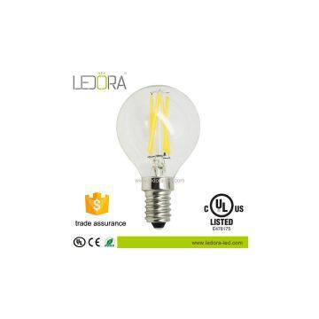 Energy saving ShenZhen LED filament lamp warm white CE RoHS UL approved G45 E12 dimmable bulbs
