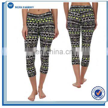 2016 Cheap Allover Print Women Yoga Cropped Trousers Wholesale 3/4 leggings