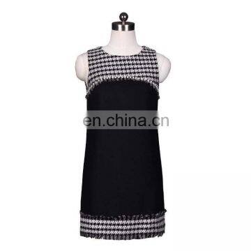 Guangzhou Wholesale Autumn Fashion Houndstooth Pattern Sleeveless Dress