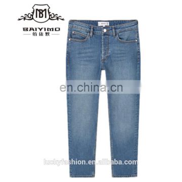 2016 Baiyimo oem service straight crop style women retro denim jeans