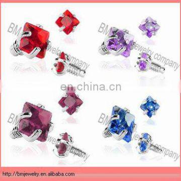 Beautiful cubic diamond crystal micro dermal anchor tops body piercing jewelry