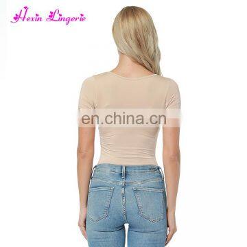 Fast Delivery Reversible Soft Organic Bamboo Nude Round Neck Blank Fashion Tshirt photo-3
