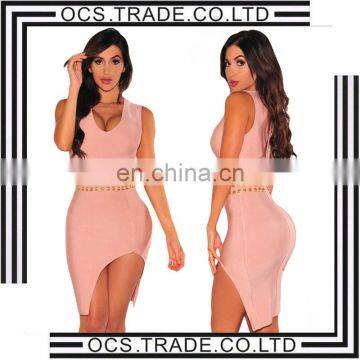 OCS 2016 Elegant Pink western one piece party dress ,Party dress for fat girl