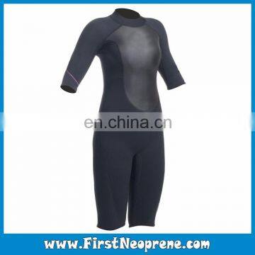Keep Warm 2/3MM CR Rubber Women Short Sleeve Back Zipper Shorty Diving Suit photo-2