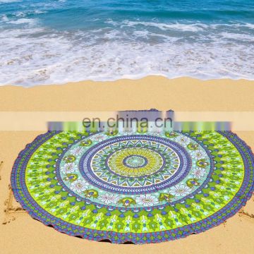 72" Indian Mandala Beach Round Roundie Tapestries Hippy Boho Gypsy Round Beach Throw Yoga Mat Tassel