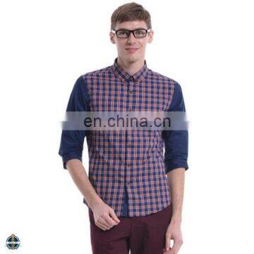 T-MSS541 Contrast Color Man Cotton Checked New Style Shirts