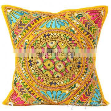 24" Large Yellow Decorative Throw Pillow Cushion Cover Indian Bohemian Decor