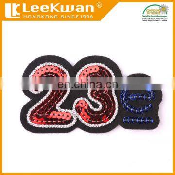 Number and letter sequin embroidery patch, fashion sequin badge