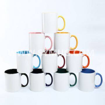 11 oz color inside and handle sublimation ceramic mug wholesale