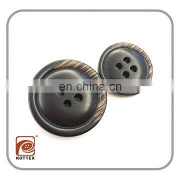 40L Factory 4 Holes Single Black Color Button Has Brushed Effect For Suit And Coat