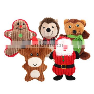 Hot selling durable dog chew toy squeaky plush deer santa snowman toys for dog pet