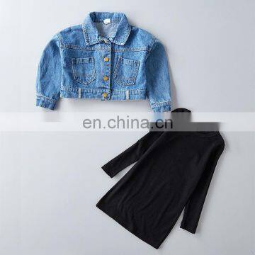 Autumn 2020 new childrens girls denim jacket 2pcs Suit set