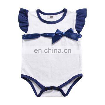 Ins 2019 SUMMER Fly Sleeved Girls Romper Newborn Baby Girl Bow Romper Jumpsuit Free Ship photo-3