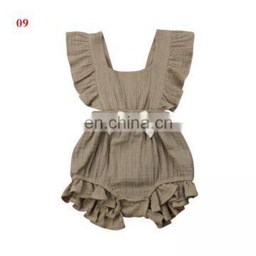 2019 Summer New Design Baby Girl Summer Romper Bodysuits Cotton Flutter Sleeve Romper Outfits Clothes photo-5