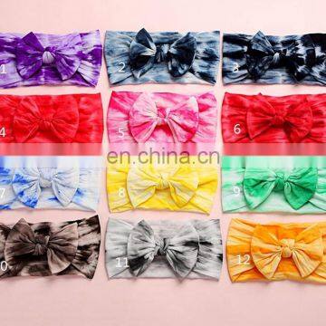 New Tie Dye Prints Nylon Baby Headbands Tie Dye Hair Bows Nylon Headband Turban Colorful Print Kids Girls Hair Accessories