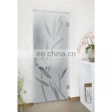 double tempered glass panel frame glass door with flower designs