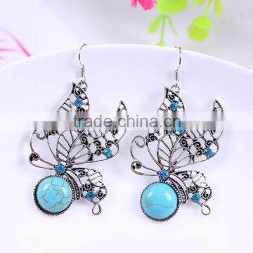 wholesale fashion vintage resin acrylic kallaite butterfly diamond crystal pearl earring designs