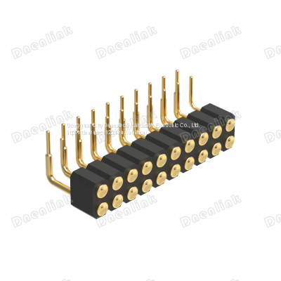 Dnenlink 2.54mm Pitch Dual Row H4.0mm Concave Contact Right Angle Female Header DIP Type PogoPin Header photo-4