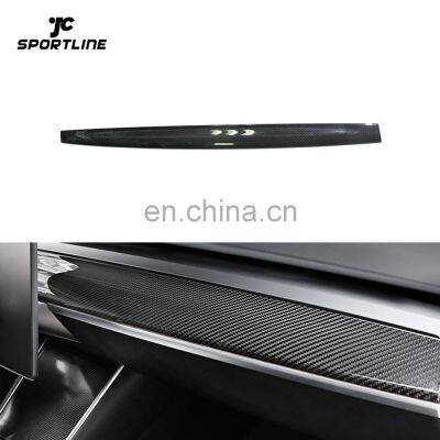 Carbon Fiber Interior Dashboard Decoration Trims for Tesla Model 3 2016-2019