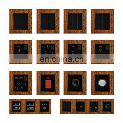 Type 86 UK/EU Standard 3 Gang 1/2 Way Wall Push Button Light Switch Thick Solid Wood Panel Socket and Switches Electrical 16A photo-3