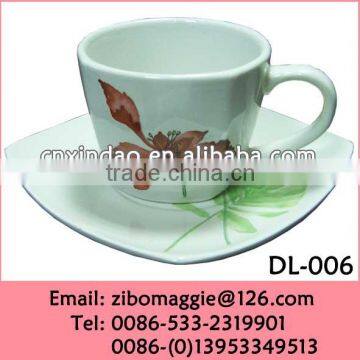 Promotional Ceramic Wholesale Water Cup Saucer for Daily Use Drinking Cup Set