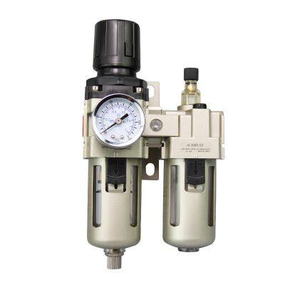 AC2010-02  FR.L two points Air Source Treatment units Pneumatic Filter Regulator Lubricator with Compressor Gauge