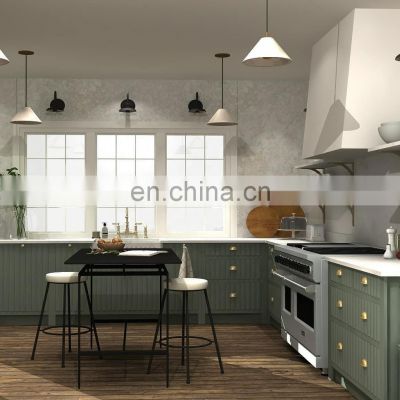 High End Blue Matt Lacquer Kitchen Cabinets Modular Islands