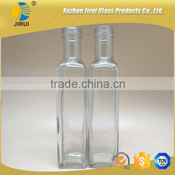 Clear square glass bottles for olive oil with screw cap