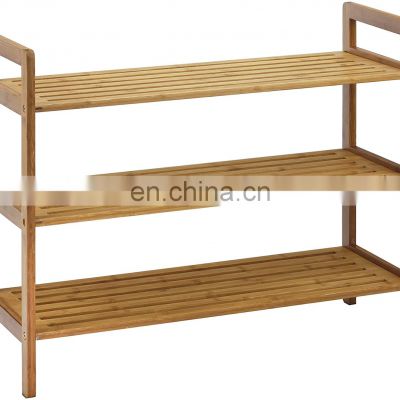 3-Tier Bamboo Shoe Rack Stackable Shoe Storage Organizer