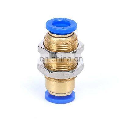 SNS SPM Series Push To Quick Connect Straight Union Brass Pneumatic Bulkhead Fitting