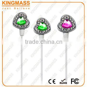 hot sale woman and girls fashinal Premium Gift Bling Gem Headphone earphone 2015 mobile accessories