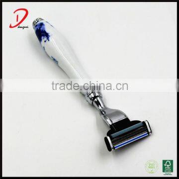 2016 New High Quality White Ceramic Handle Triple Blade Shaving Razor