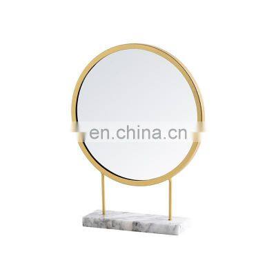 Home Decoration Stone Marble Base Stand Table Makeup Mirror Natural Cosmetic Mirror Desktop Mirror Customized Logo Acceptable