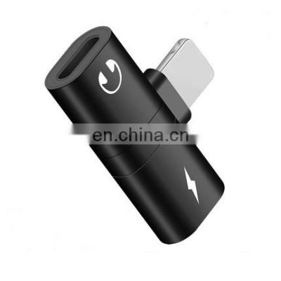 Hot Sale 2 In 1 Dual Lighting Charging Audio Earphone Mini Adapter For Iphon