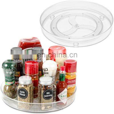 Kitchen Pantry Countertops Lazy Susan Cabinet Turntable Spice Rotating Organizer Plastic Clear Tray Storage Rack