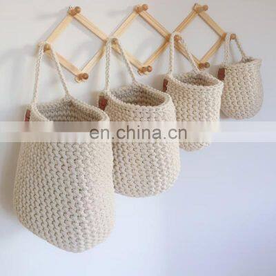 Hot Sale Small Medium Large Pastel Decor Crochet Hanging Bag, Hanging Cotton Basket Vietnam Supplier Cheap Wholesale photo-2