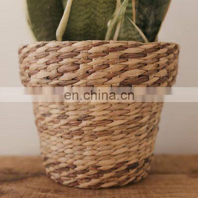 MIni Beautiful woven wicker plant holder basket small seagrass planter pot basket Wholesale