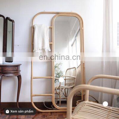 Best price Ladder Standing Mirror Rattan Floor Mirror Decor Handmade Decorative Wicker Vietnam Manufacturer