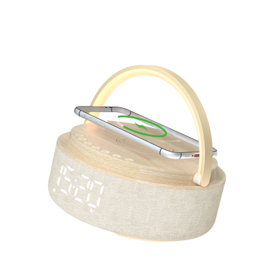 High Quality 15W Fast Wireless Charging Station Portable Bluetooth Speaker Alarm Clock With Table Lamp photo-2