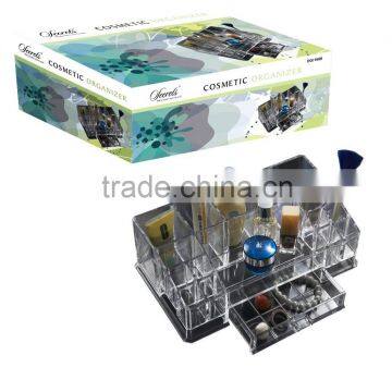 Acrylic cosmetic organizer with drawer