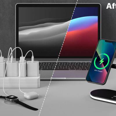 Innovative Magnetic Wireless Charger 3 in 1 Wireless Charging Station for Multiple Device Fast Charger Station Stand For IPhone