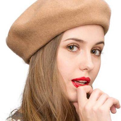 Women Wool Beret Hat French Style Solid Color