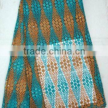 J499-3 teal brown 100% Swiss design african swiss tulle lace